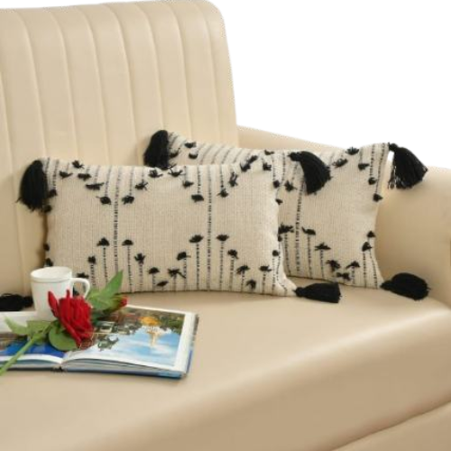 Black Sprig Lumbar Cushion Cover