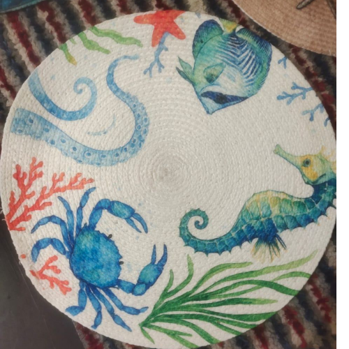 Coastal Underwater Scene Printed Woven Mat
