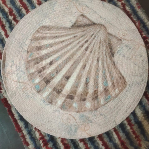Coastal Scallop Shell Printed Woven Mat